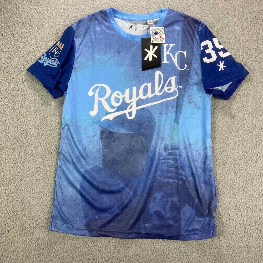 Kansas City Royals Shirt Men Medium Blue MLB Eric Hosmer #35 All Over Print Klew